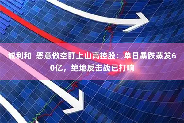 诚利和  恶意做空盯上山高控股：单日暴跌蒸发60亿，绝地反击战已打响