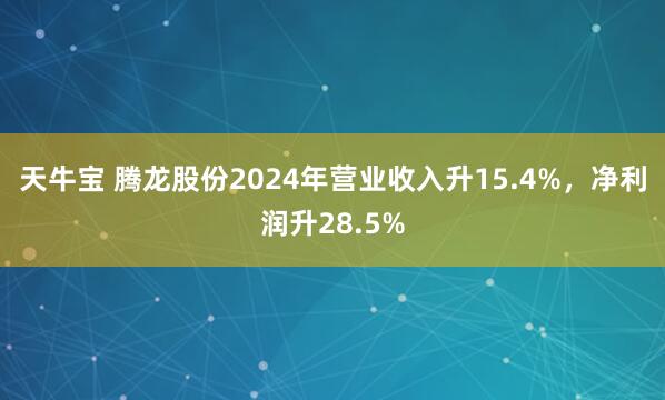 天牛宝 腾龙股份2024年营业收入升15.4%，净利润升28.5%